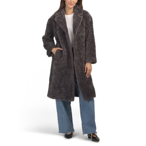 BCBGMAXAZRIA Grey Missy Cozy Faux Fur Coat - Picture 1 of 2